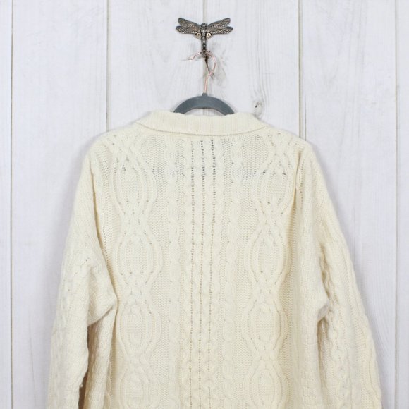 ARAN CRAFTS Merino Wool Full Zip Knit Sweater Sz L - Picture 6 of 12